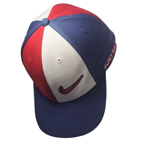 Vintage Nike 6-Panel Flex Fit Hat Red White Blue Swoosh Logo Just Do It Collect - Picture 1 of 10